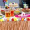 9 Feet x 29" Luau Grass Table Skirt - Hawaiian Theme Party Party Skirt with Hibiscous Flower Decoration